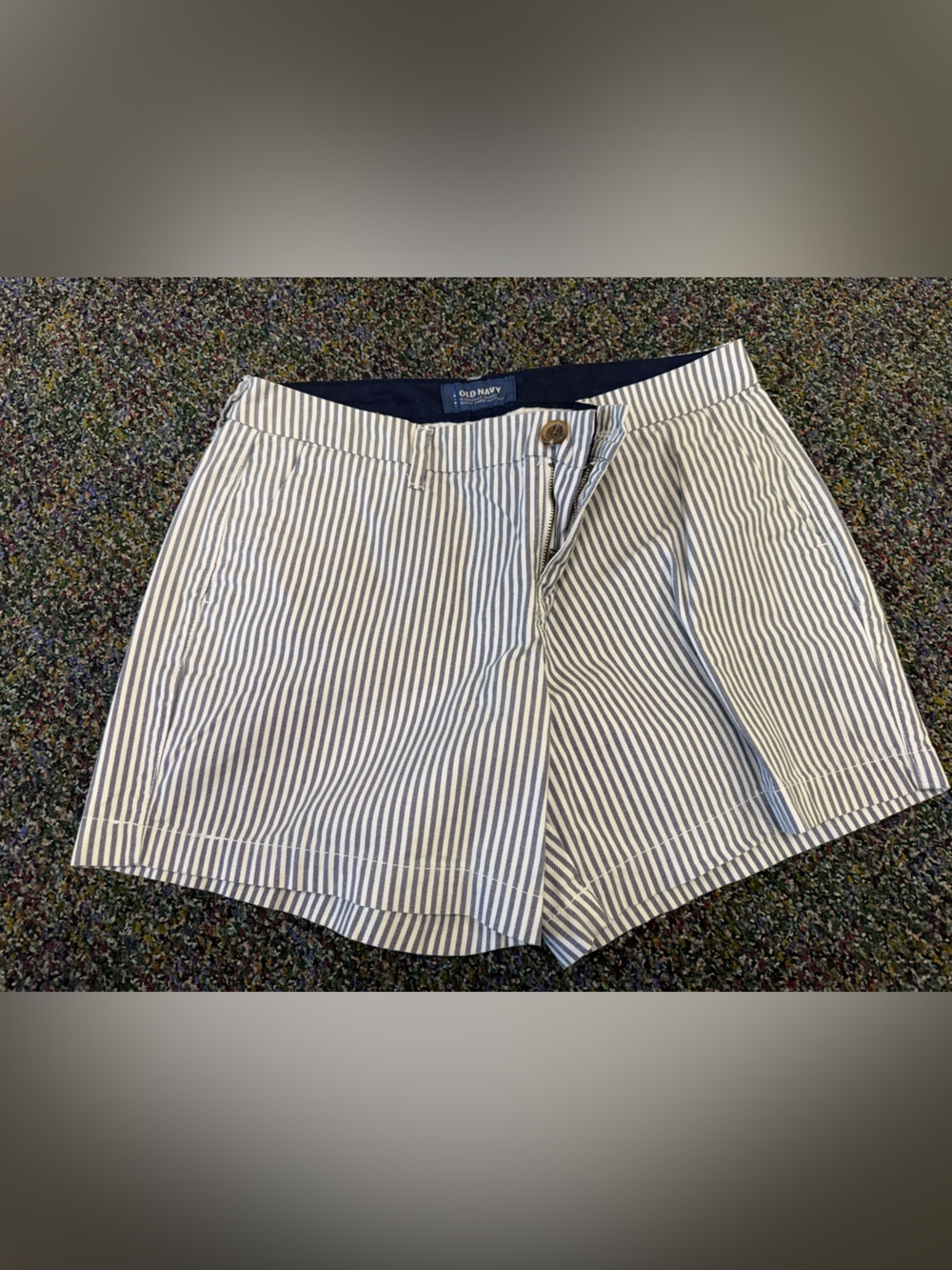 Old Navy Navy & White Striped Seersucker Bermuda Shorts